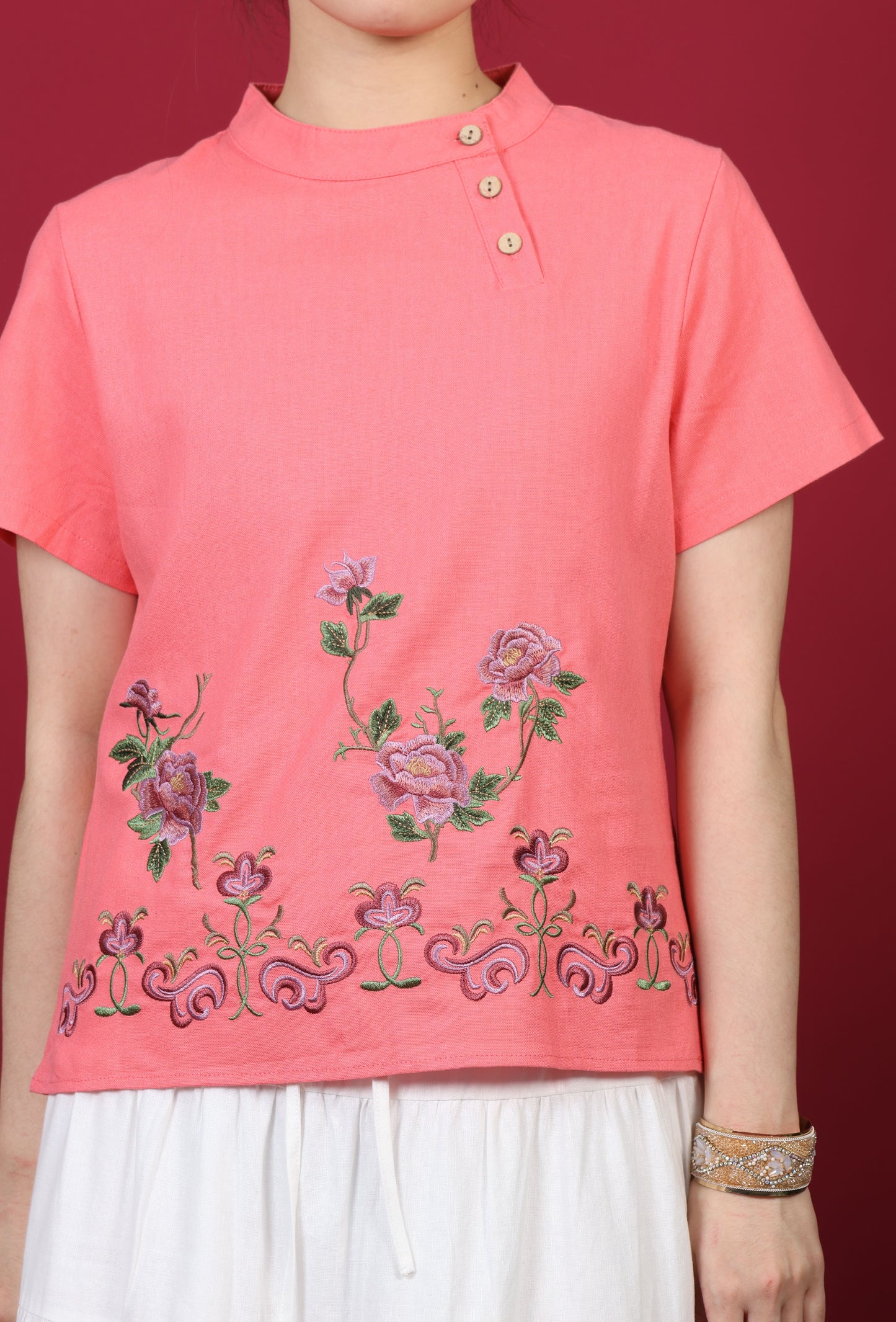 Floral Embroidery Short Sleeve Top