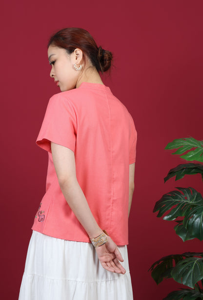 Floral Embroidery Short Sleeve Top