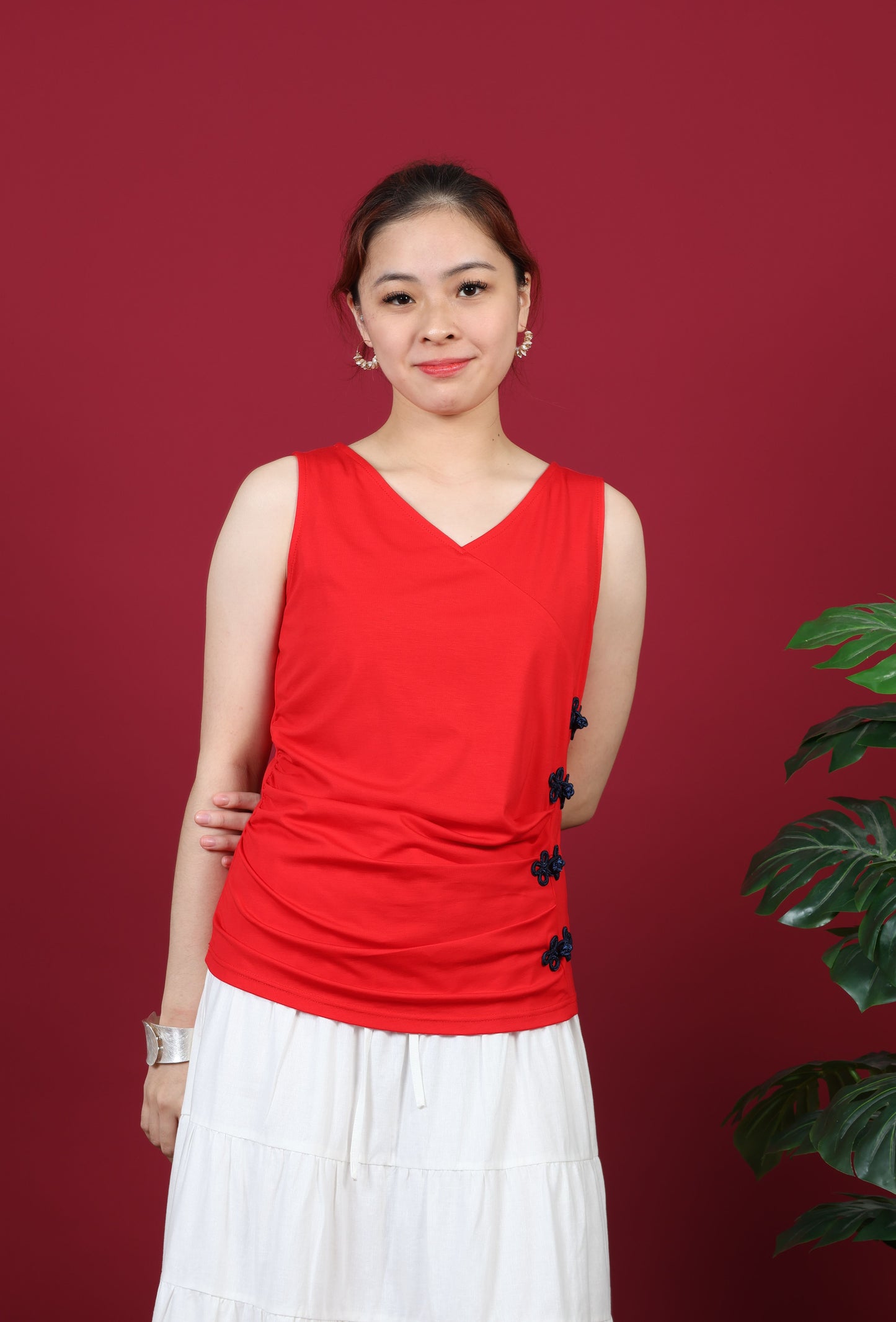 Sleeveless Chinese Button Top