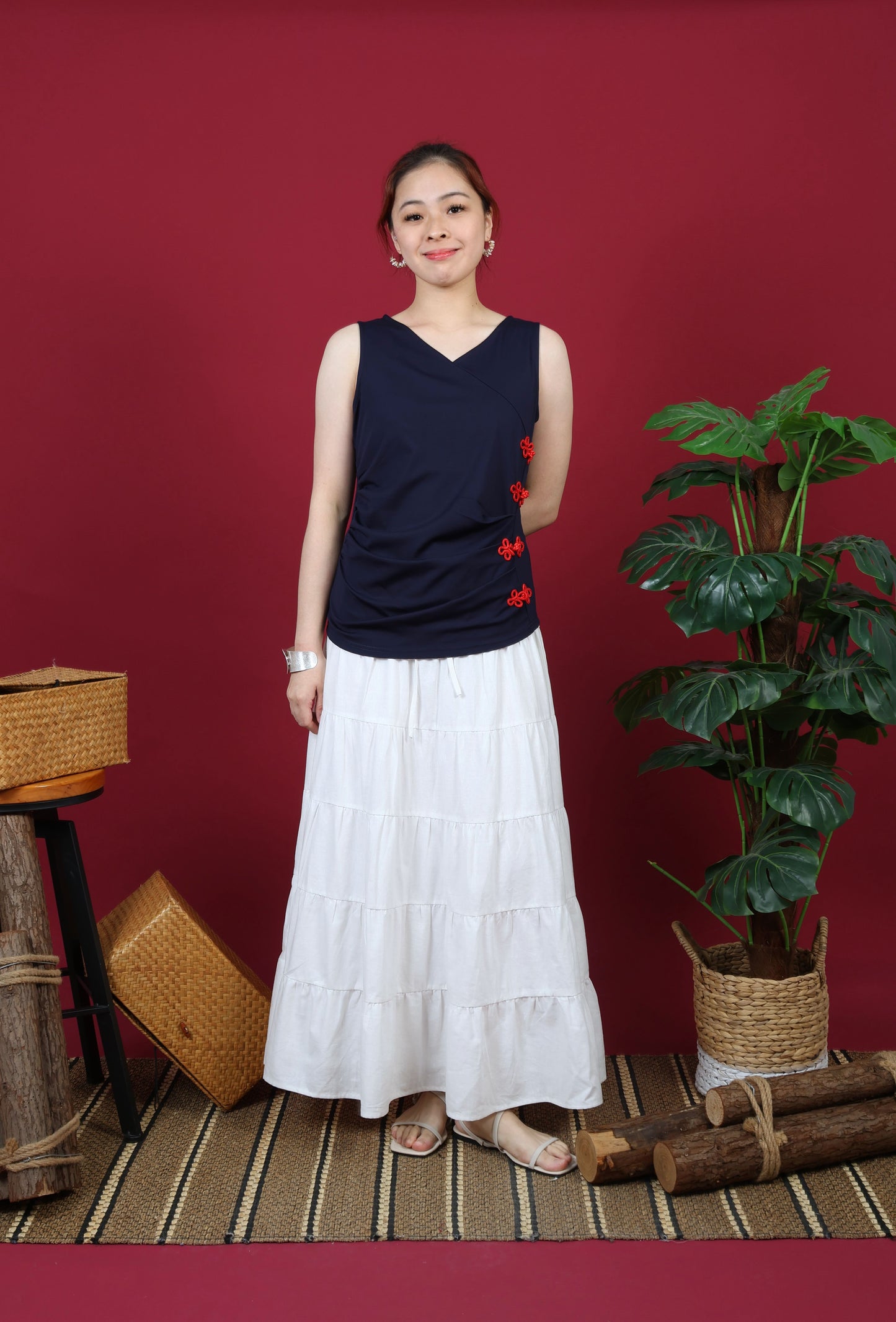 Sleeveless Chinese Button Top