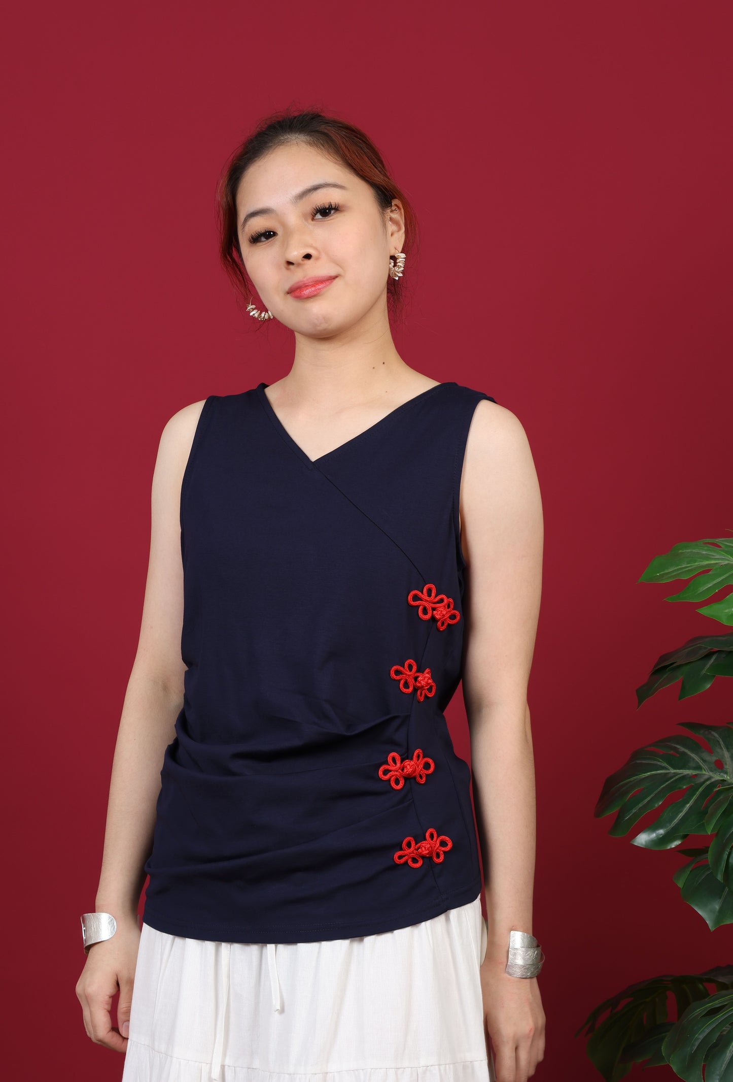 Sleeveless Chinese Button Top