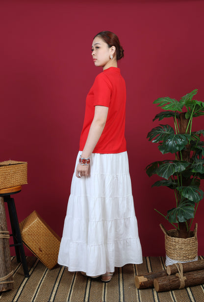 Chest Cutout Mandarin Collar Top