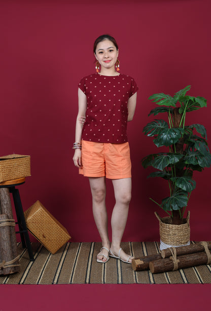 Floral Embroidered Capped Sleeve Top