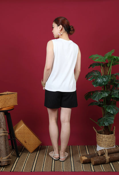 Neckline Floral Embroidery Sleeveless Top