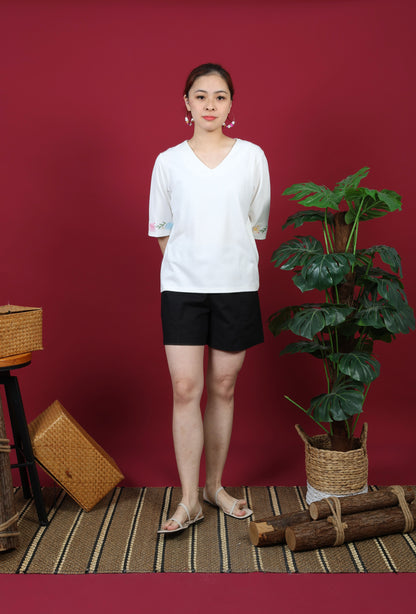 Floral Embroidery Sleeve Top