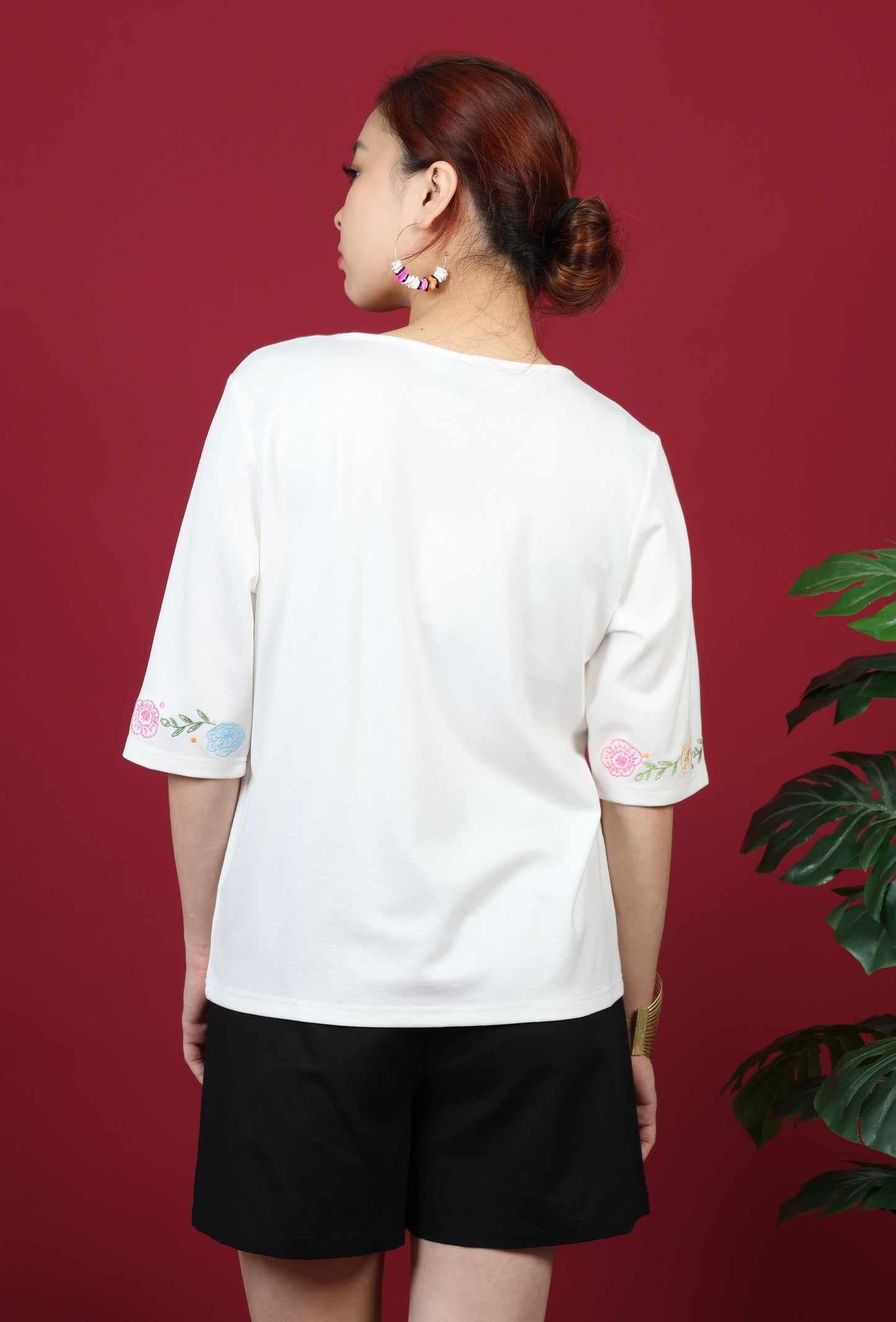 Floral Embroidery Sleeve Top