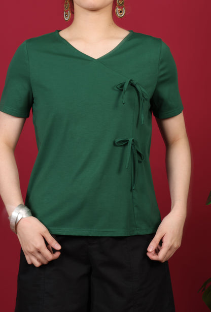 Ribbon Tie Short Sleeve Top