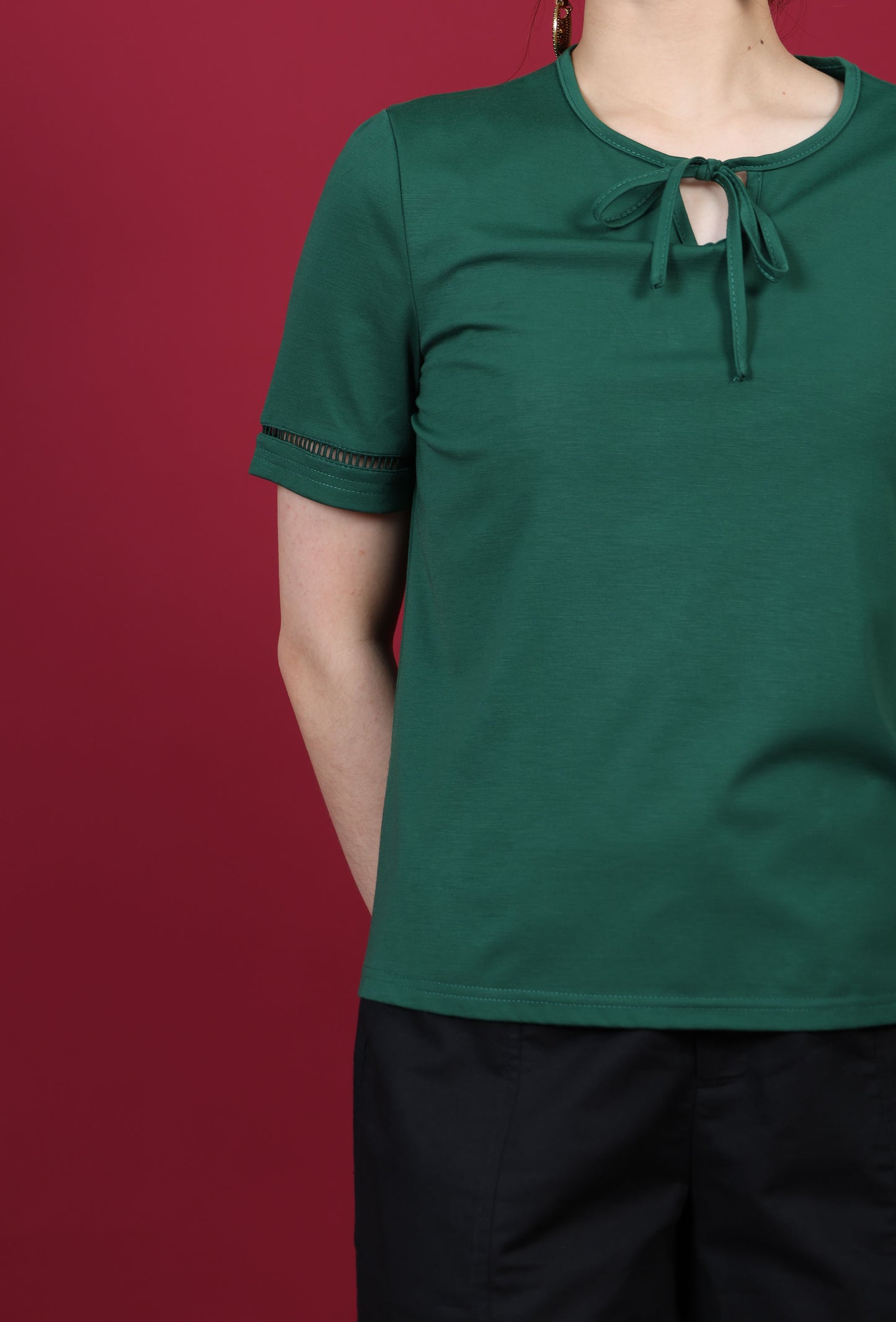 Ribbon Detail Neckline Top