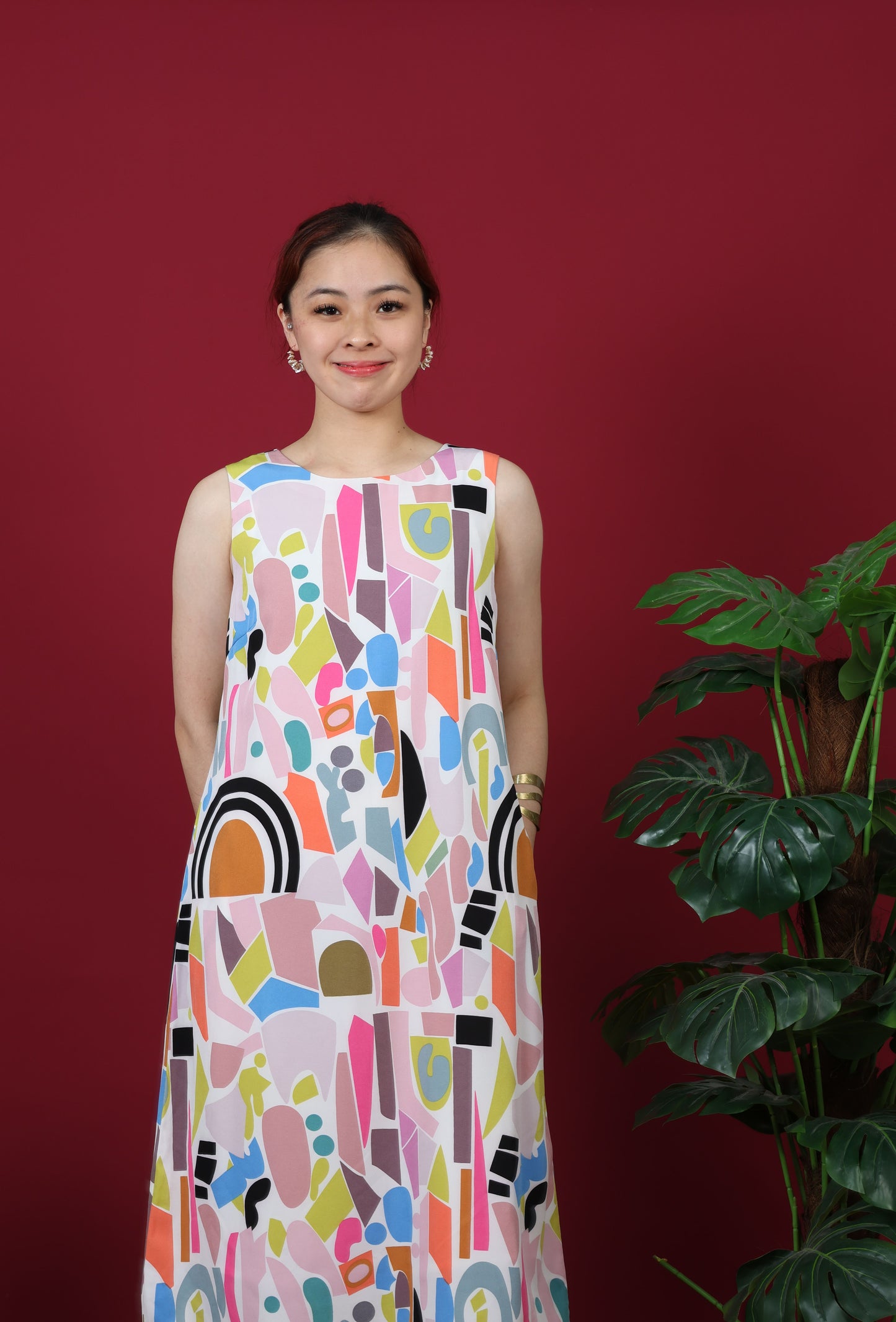 Printed Sleeveless Midi Dress