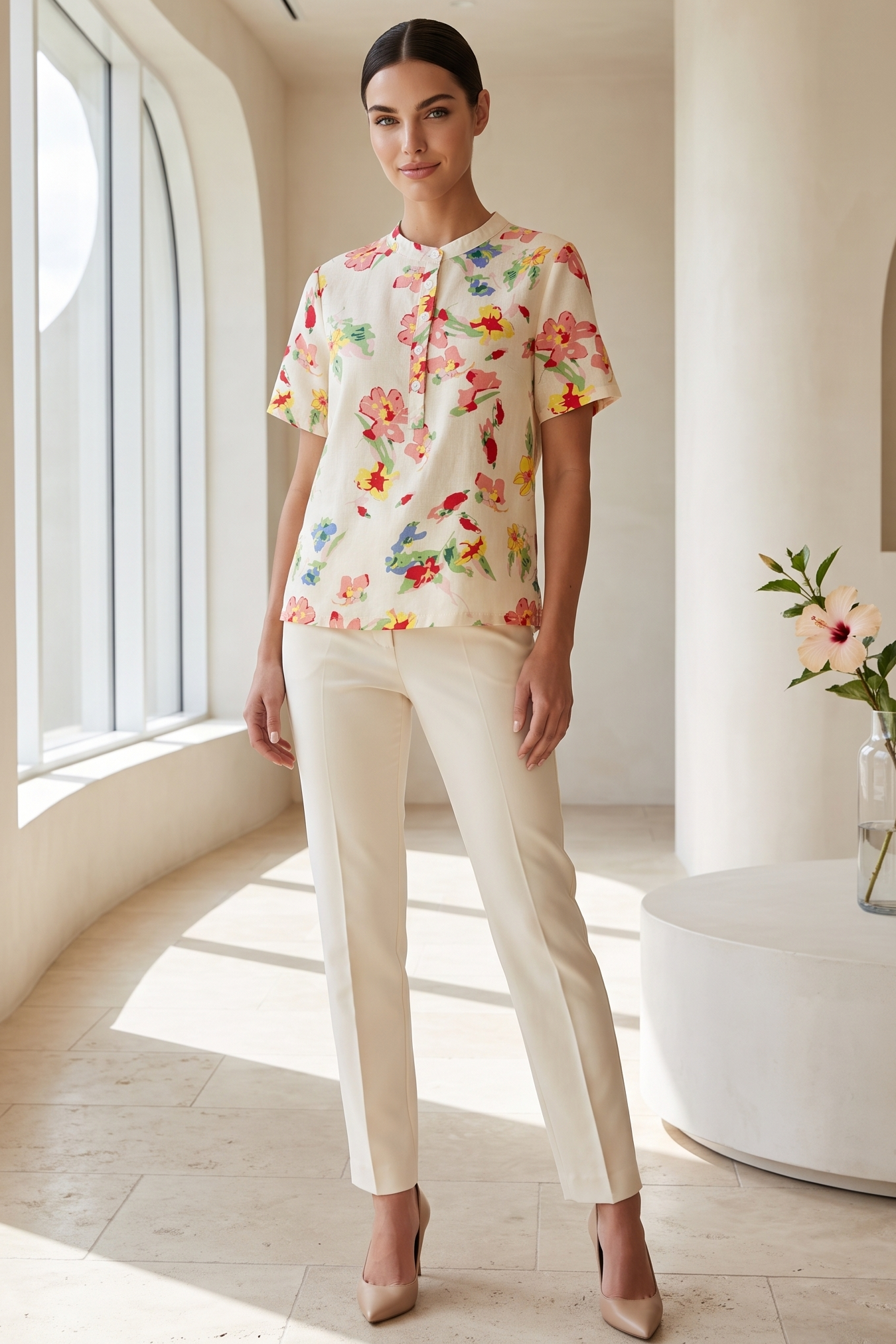 PRINTED SHORT SLEEVE TOP