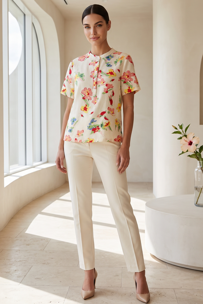 PRINTED SHORT SLEEVE TOP