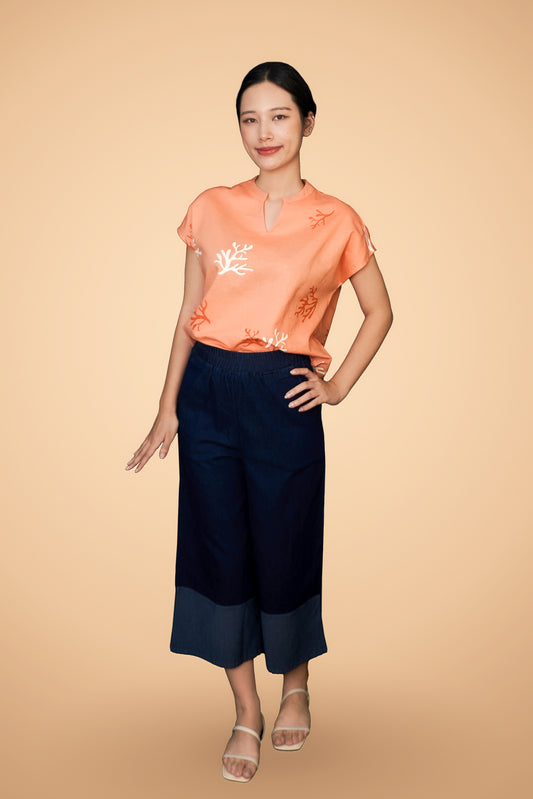 Mix Fabric Chanbray Long Pant