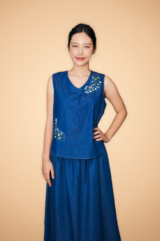 Embroidered Sleeveless Top