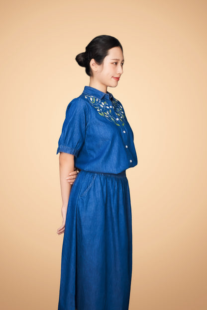Embroidered Short Sleeve Top