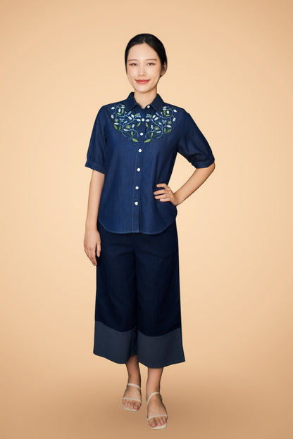 Embroidered Short Sleeve Top