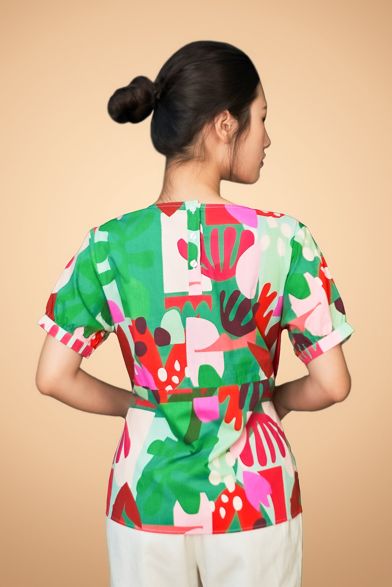 Printed Round Neck Short Sleeve Top
