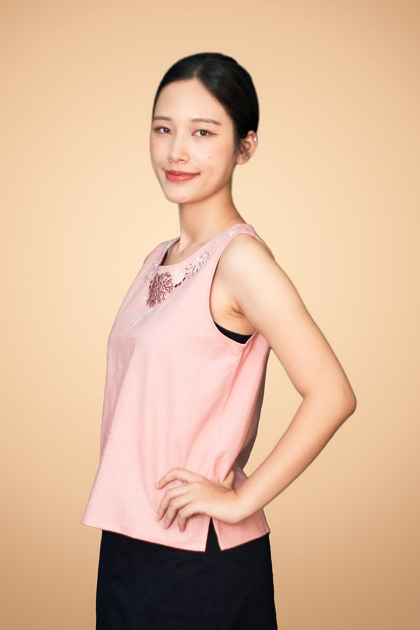 Embroidered Sleeveless Top