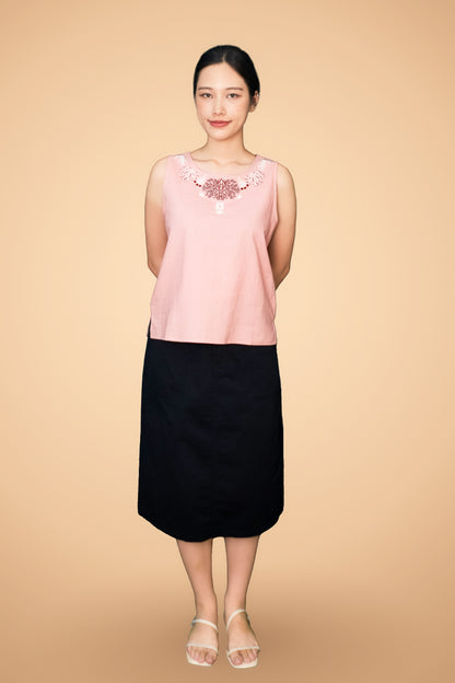 Embroidered Sleeveless Top