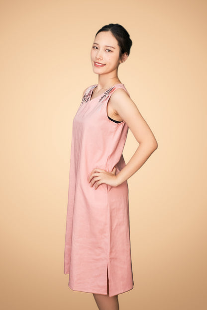Embroidered Sleeveless Midi Dress