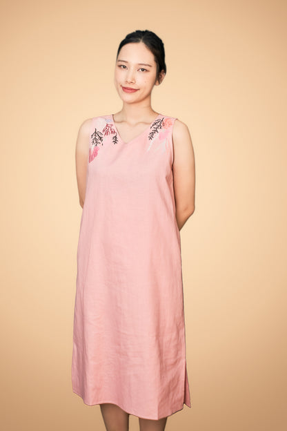 Embroidered Sleeveless Midi Dress