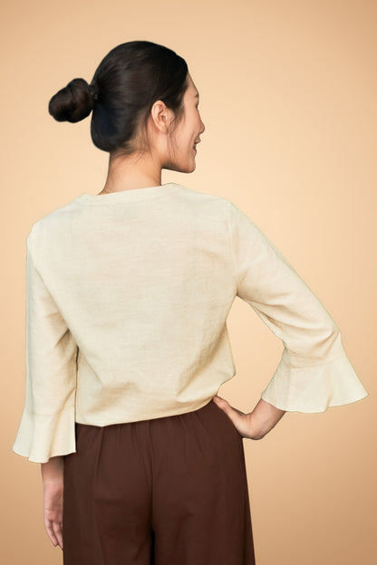 Embroidered 3/4 Sleeve Top