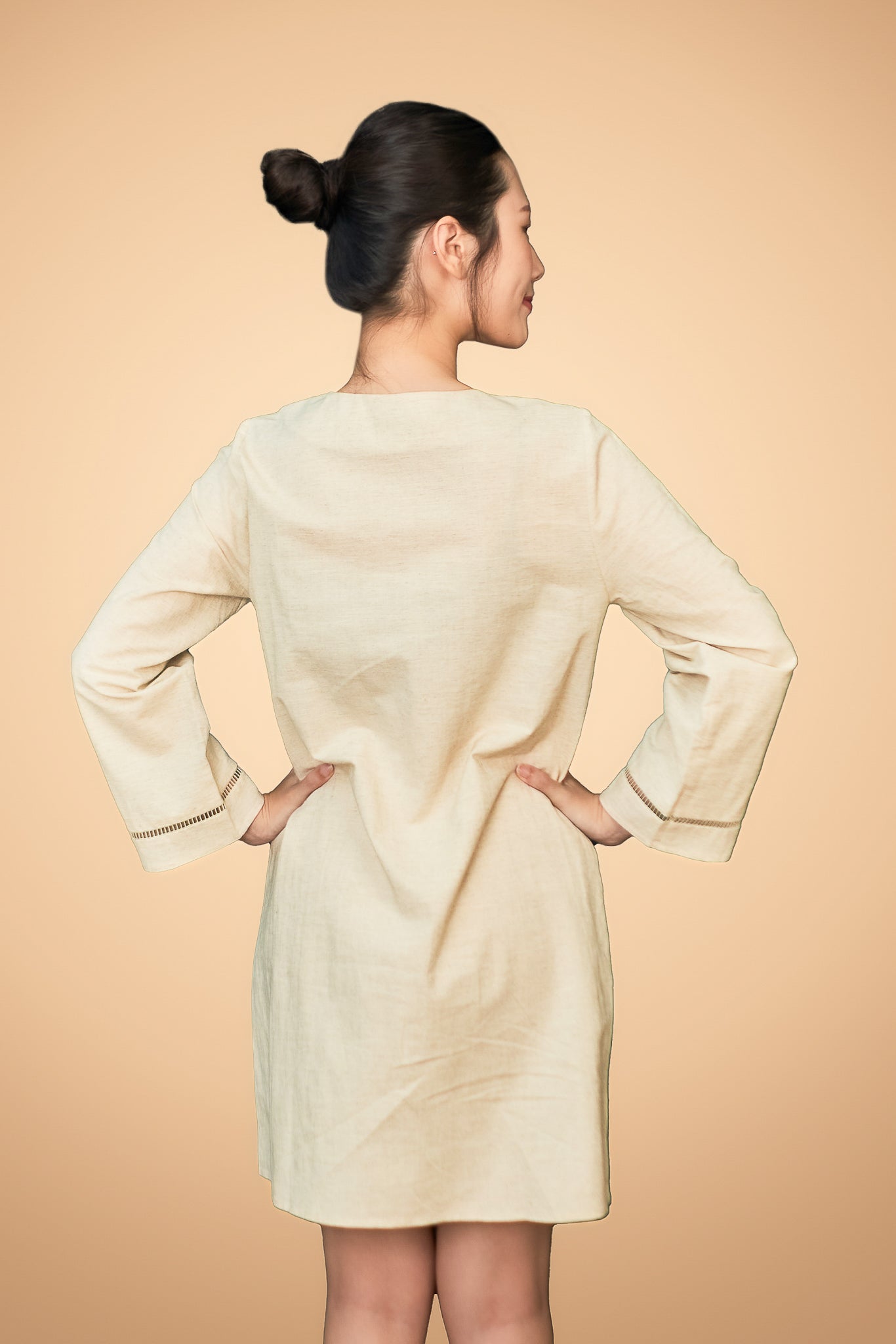 Embroidered Long Sleeve Short Dress