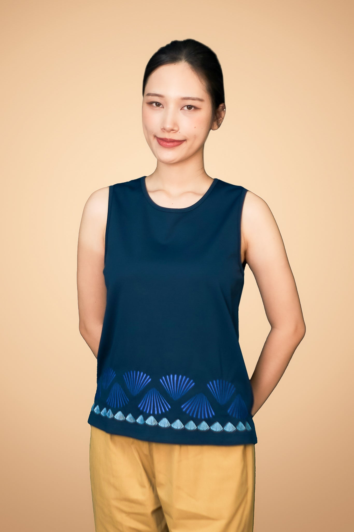 Shell Embroidered Sleeveless Top