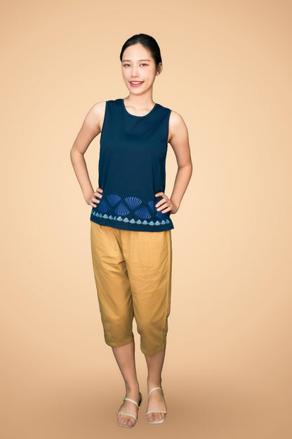 Shell Embroidered Sleeveless Top