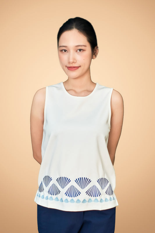 Shell Embroidered Sleeveless Top