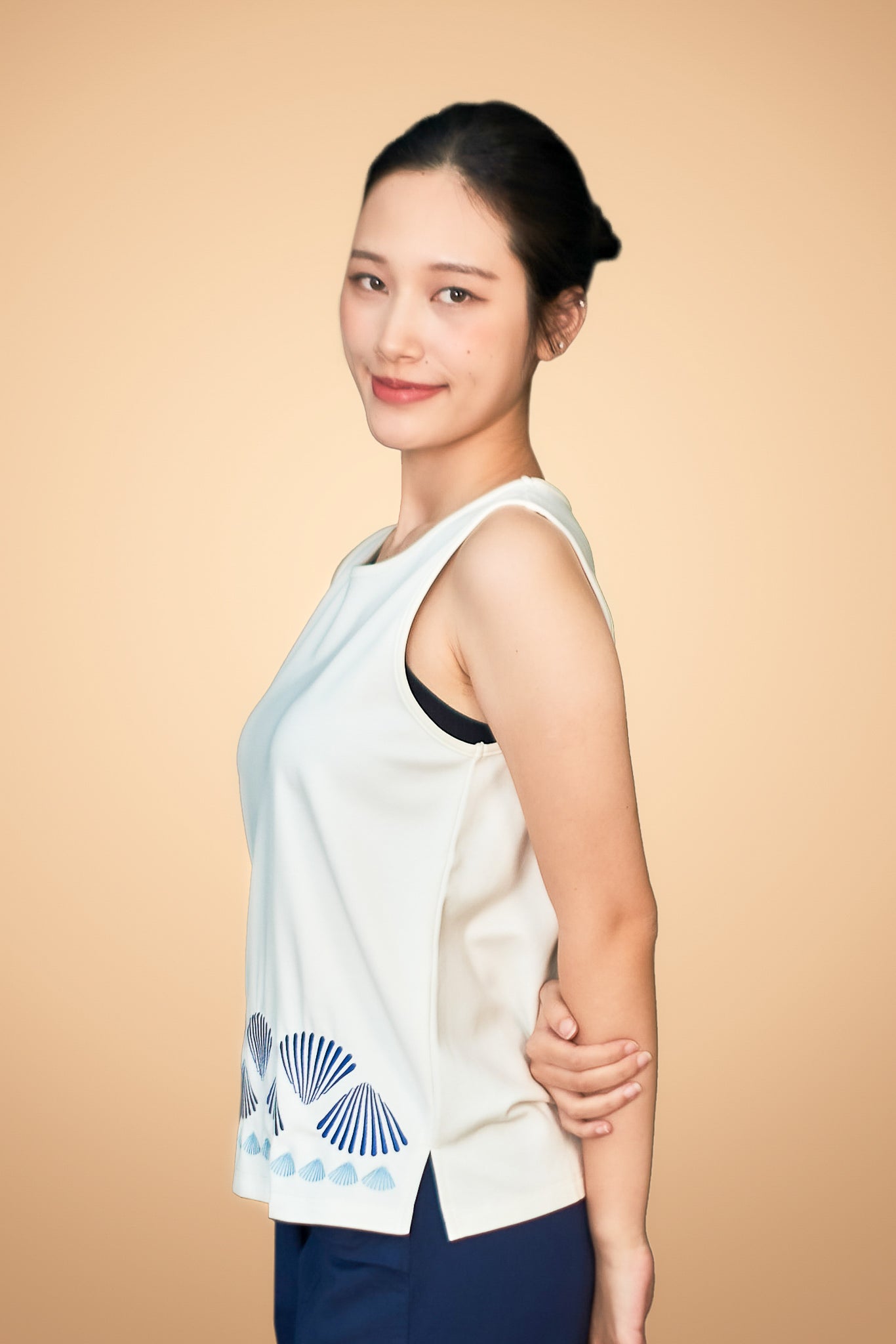 Shell Embroidered Sleeveless Top