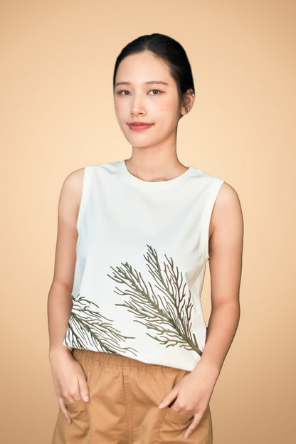 Embroidered Sleeveless Top