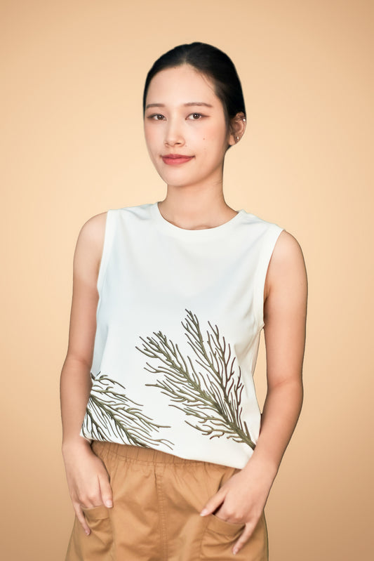 Embroidered Sleeveless Top