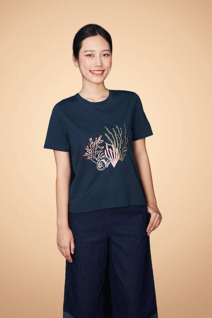 Embroidered Short Sleeve Top