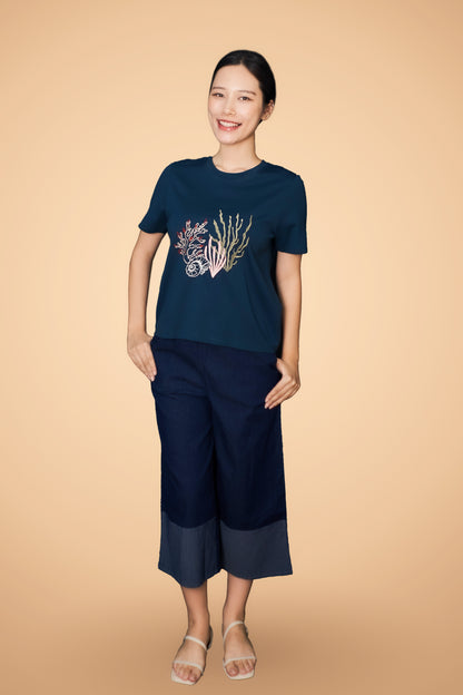 Embroidered Short Sleeve Top