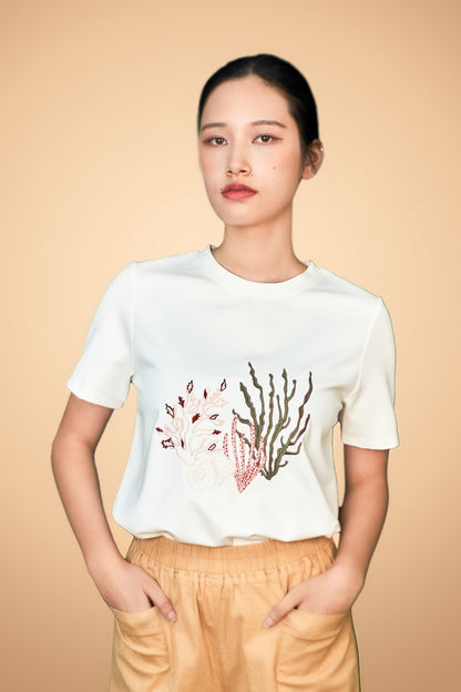 Embroidered Short Sleeve Top