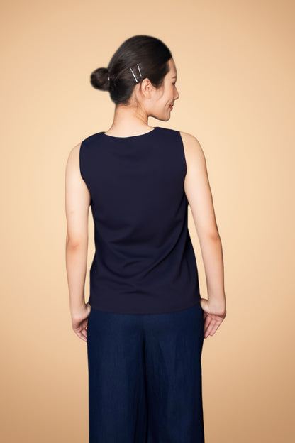 Embroidered Sleeveless V Neck Top