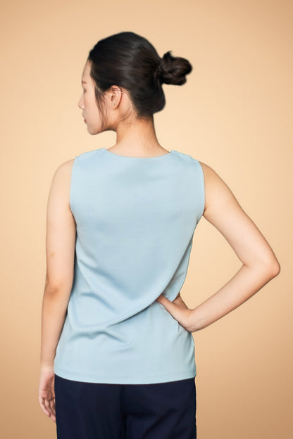 Embroidered Sleeveless V Neck Top