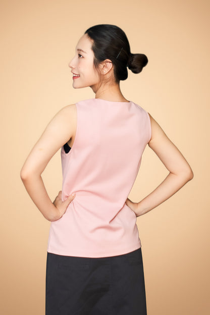 Embroidered Sleeveless V Neck Top