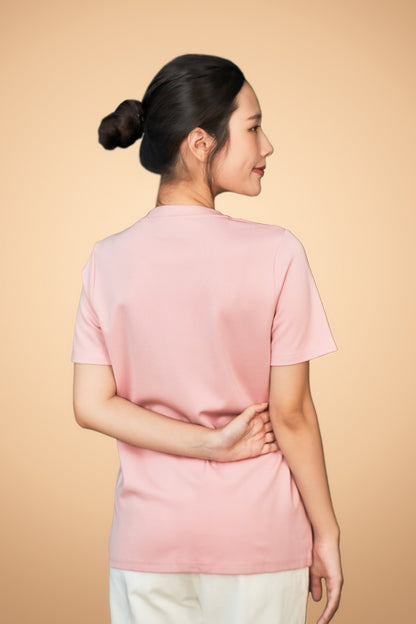 Embroidered Short Sleeve V Neck Top