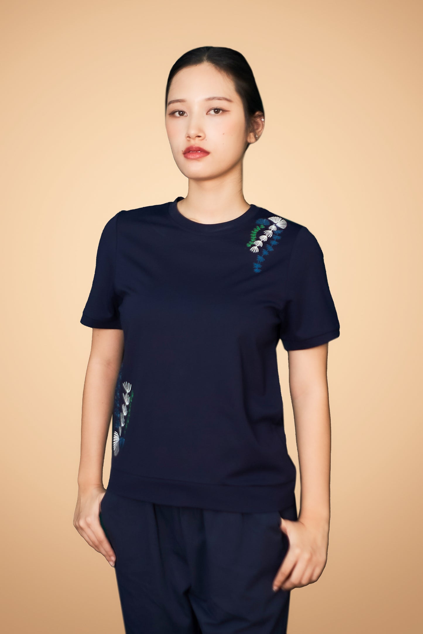 Embroidered Short Sleeve Top