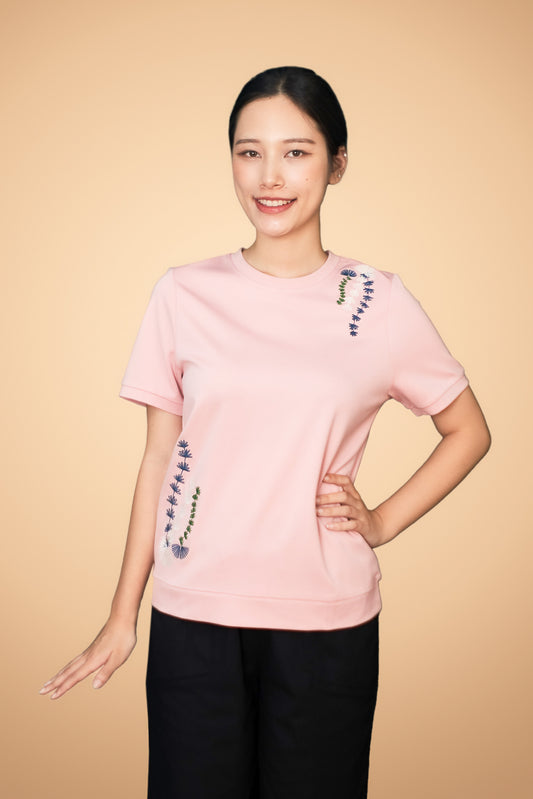 Embroidered Short Sleeve Top