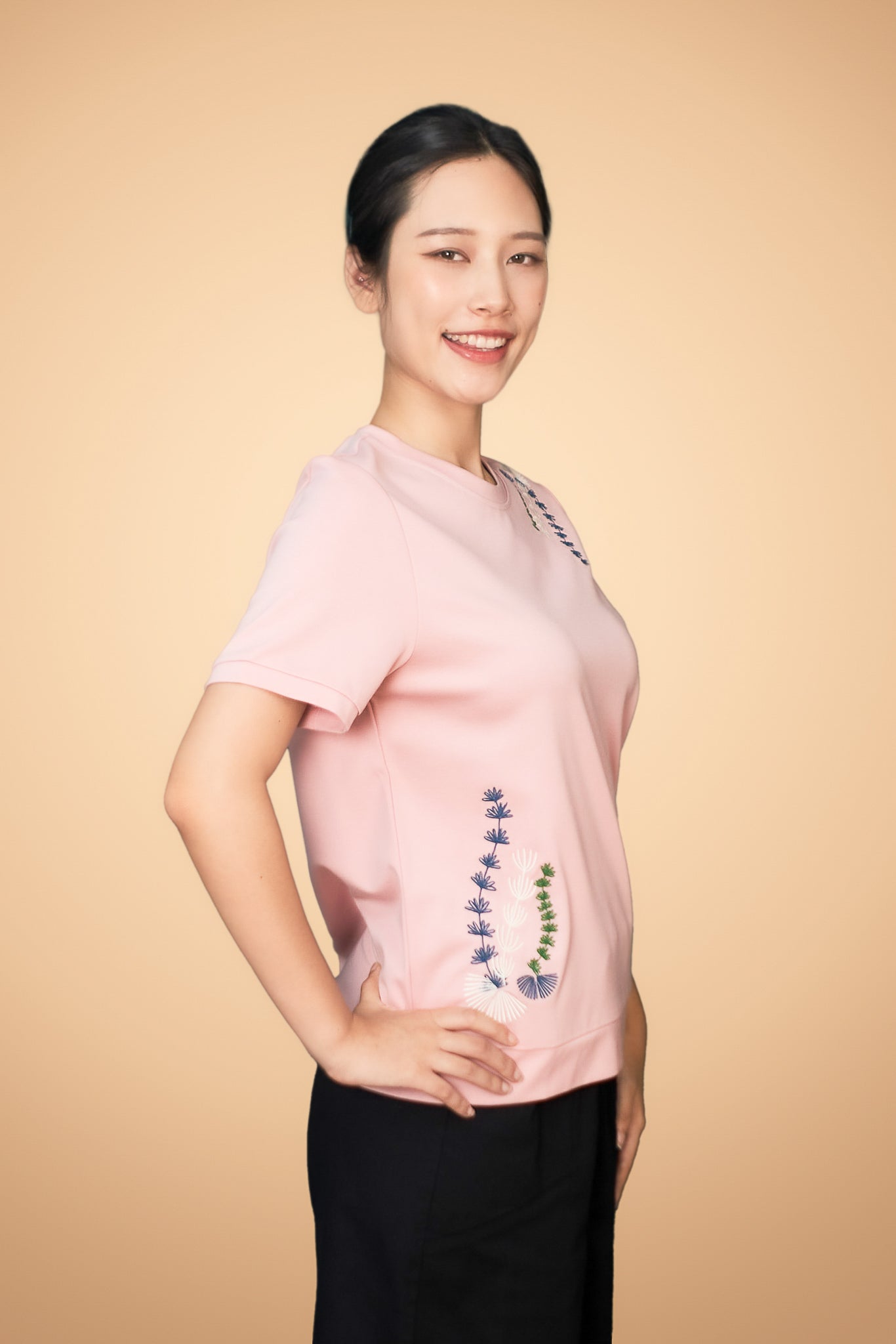 Embroidered Short Sleeve Top
