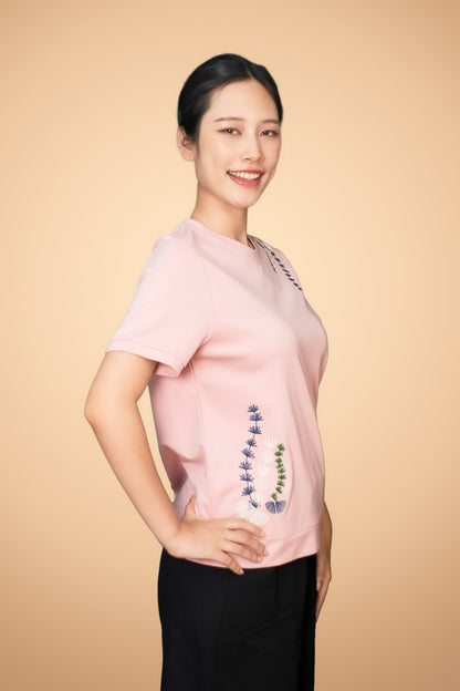 Embroidered Short Sleeve Top
