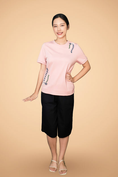 Embroidered Short Sleeve Top