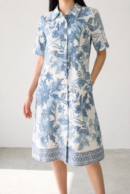 PRINTED SHORT SLEEVE SHORT DRESS